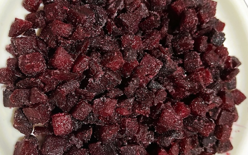 frozen beetroot cubes